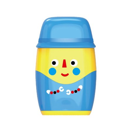 Temperówka plastikowa KEYROAD Hello, z gumką, podwójna, z pojemnikiem, display, mix kolorów