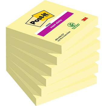 Karteczki samoprzylepne POST-IT® Super Sticky (654-6SSCY-EU), 76x76mm, 1x90 kart., żółte