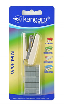 Zszywacz KANGARO Mini-10/Y2+zszywki, zszywa do 10 kartek, blister, beżowy