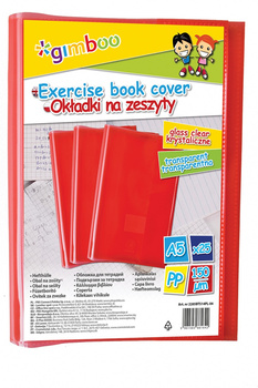 Okładka na zeszyt GIMBOO, krystaliczna, A5, 150mikr., czerwona