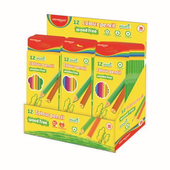 Kredki ołówkowe KEYROAD, bezdrzewne, 12 szt., pudełko zawieszka, display, mix kolorów