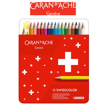 Kredki CARAN D'ACHE Swisscolor, metalowe pudełko, 18 szt.