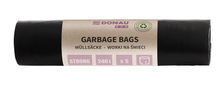 Worki na śmieci DONAU ECO, mocne (LDPE), 240l, 5 szt., czarne