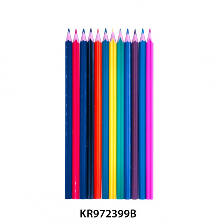 Kredki ołówkowe KEYROAD, bezdrzewne, 12 szt., pudełko zawieszka, display, mix kolorów
