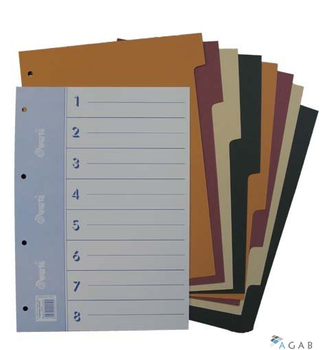 Przekładka do segregatora A4, karton barwiony,  8części WARTA 990-008*