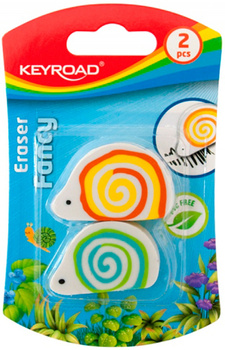 Gumka uniwersalna KEYROAD Ślimak, 2szt., blister, mix kolorów