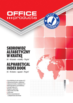 Skorowidz OFFICE PRODUCTS, A5, w kratkę, alfabetyczny, twarda okładka, 96 kart., 70gsm