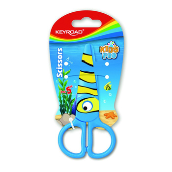 Nożyczki szkolne KEYROAD, 5'', bezpieczne, ryba, blister