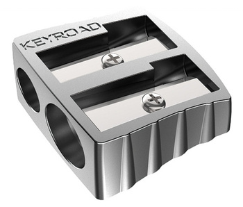 Temperówka KEYROAD Metal, aluminiowa, podwójna, pakowana na displayu, srebrna