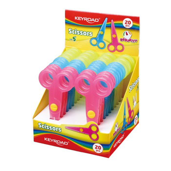 Nożyczki szkolne KEYROAD Security, 12,5cm, zaokrąglone, display, mix kolorów