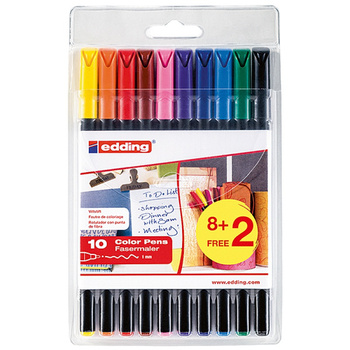 Pisak z cienką końcówką e-1200 EDDING, 1 mm, 10 szt., zawieszka, mix kolorów