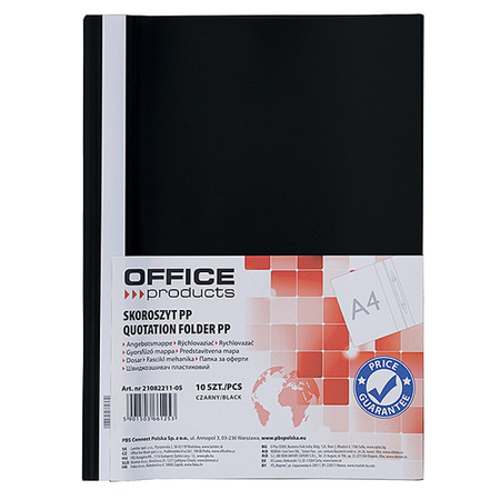 Skoroszyt OFFICE PRODUCTS, 120/180 mic, PP, czarny