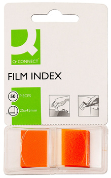 Zakładki indeksujące Q-CONNECT, PP, 25,4x43,7mm, 50 kart., pomarańczowe