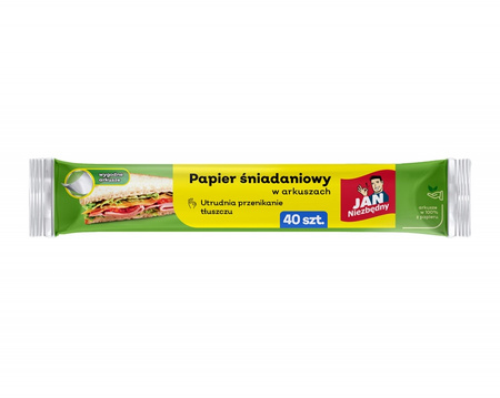 Papier śniadaniowy JAN NIEZBĘDNY, w arkuszach, 25x30cm, 40 ark., biały