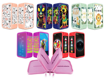 Piórnik szkolny GIMBOO, bez wyposażenia, 3 komory, mix kolorów