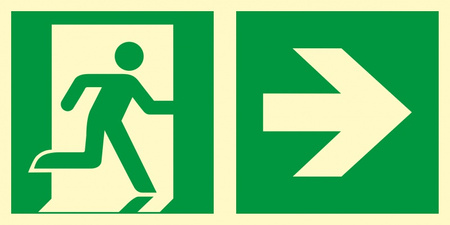 Znak TDC, Kierunek do wyjścia ewakuacyjnego – w prawo 1