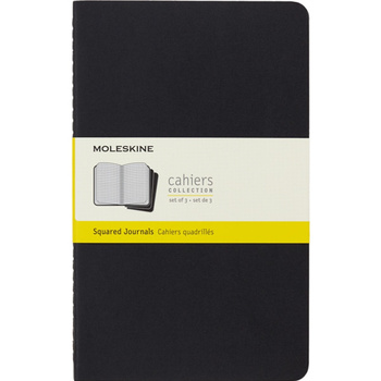 Zestaw 3 Zeszytów MOLESKINE Cahier Journals L (13x21cm) w kratkę, 80 strony, czarny