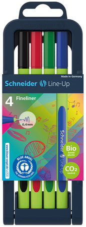 Zestaw cienkopisów SCHNEIDER Line-Up, 0,4mm, 4 szt., pudełko z zawieszką, mix kolorów