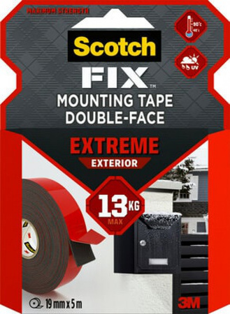 Taśma montażowa SCOTCH®, dwustronna, do ekstremalnych zastosowań na zewnątrz, 19mm x 5m, czarna