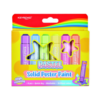 Farby plakatowe KEYROAD, w sztyfcie, pastelowe, 6X10g, pudełko, mix kolorów