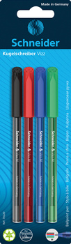 Długopis SCHNEIDER VIZZ, M, 4szt., blister, mix kolorów