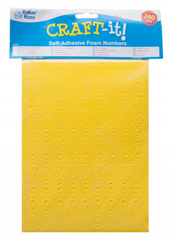 Samoprzylepne cyferki piankowe BAKER ROSS, 740szt., mix kolorów
