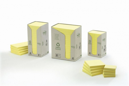 Karteczki samoprzylepne ekologiczne POST-IT® (653-1T), 38x51mm, 24x100 kart., żółte