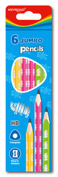 Ołówek drewniany KEYROAD, HB, trójkątny, jumbo, mix kolorów
