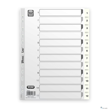 Przekładki numeryczne A4 MAXI 1-12, białe, polipropylenowe, OXFORD 100204771