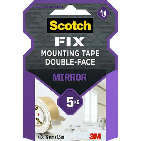 Taśma montażowa SCOTCH-FIX®, 19mm x 1,5m, dwustronna, do luster