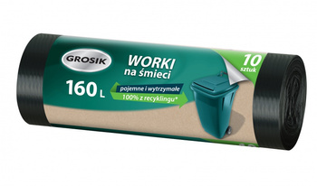 Worki na śmieci GROSIK, LDPE, 160l, 10 szt., czarne