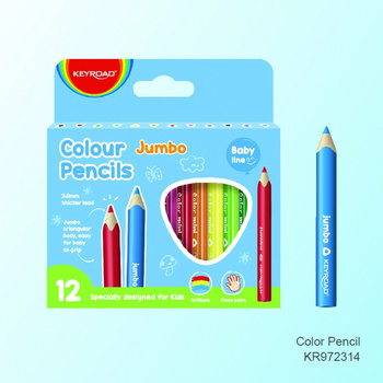Kredki ołówkowe KEYROAD, JUMBO Junior, 3mm, trójkątne, 12 szt., pudełko, mix kolorów