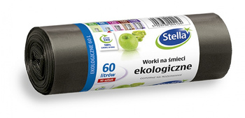 Worki na śmieci STELLA, ekologiczne, 60 l, 10 szt., czarny