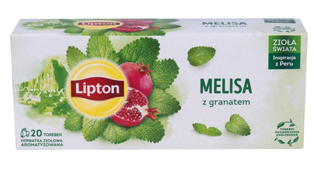 Herbata LIPTON ziołowa, melisa z granatem, 20 torebek