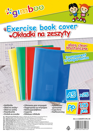 Okładka na zeszyt GIMBOO, krystaliczna, A5, 150mikr., mix kolorów