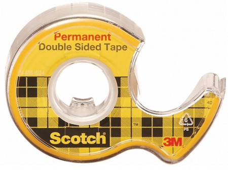 Taśma biurowa, dwustronna SCOTCH® (136D), z dyspenserem, 12mm, 6, 3m