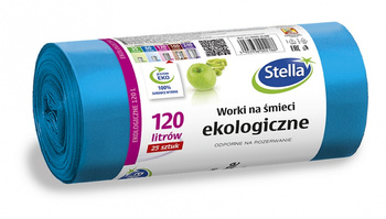 Worki na śmieci STELLA, ekologiczne, 120 l, 25 szt., niebieski