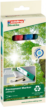 Marker permanentny e-21 EcoLine EDDING, 1,5-3 mm, 4 szt., mix kolorów