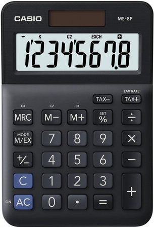 Kalkulator biurowy CASIO MS-8F, 8-cyfrowy, 103x147x28,8mm, czarny