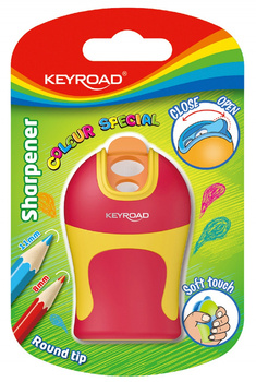 Temperówka KEYROAD Colour Special Soft Touch, plastikowa, podwójna, ostrzenie zaokrąglone, blister, mix kolorów