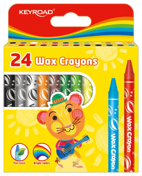 Kredki świecowe KEYROAD, 24szt., 8x90 mm, zawieszka, mix kolorów