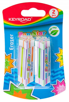Gumka uniwersalna KEYROAD Pop-Star, 2szt., blister, mix kolorów