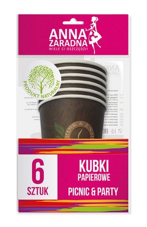 Kubki papierowe ANNA ZARADNA, 200 ml, 6 szt., mix kolorów