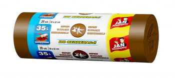 Worki na śmieci JAN NIEZBĘDNY, do segregacji, easy pack, 35l, 20szt., brązowe