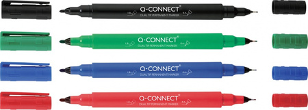 Marker do płyt CD/DVD Q-CONNECT, Dual, 0,4mm i 1 mm (linia), czarny