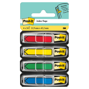 Zakładki indeksujące POST-IT® (684-ARR3), PP, 11,9x43,1mm, strzałka, 4x24 kart., mix kolorów