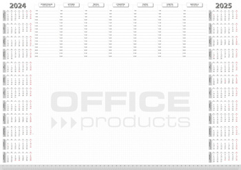 Podkładka na biurko OFFICE PRODUCTS, planer 2024/2025, biuwar 594x420mm A2 ,52k., biała