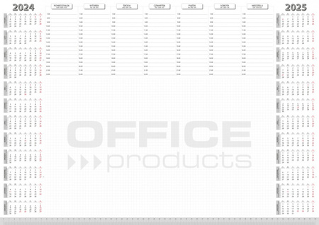 Podkładka na biurko OFFICE PRODUCTS, planer 2024/2025, biuwar 594x420mm A2 ,52k., biała
