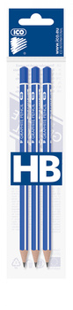 Ołówek drewniany ICO Signetta, HB, trójkątny, 3 szt., zawieszka, niebieski