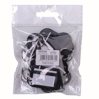 Zawieszki na klucze OFFICE PRODUCTS, 50x20mm, 10szt., czarne